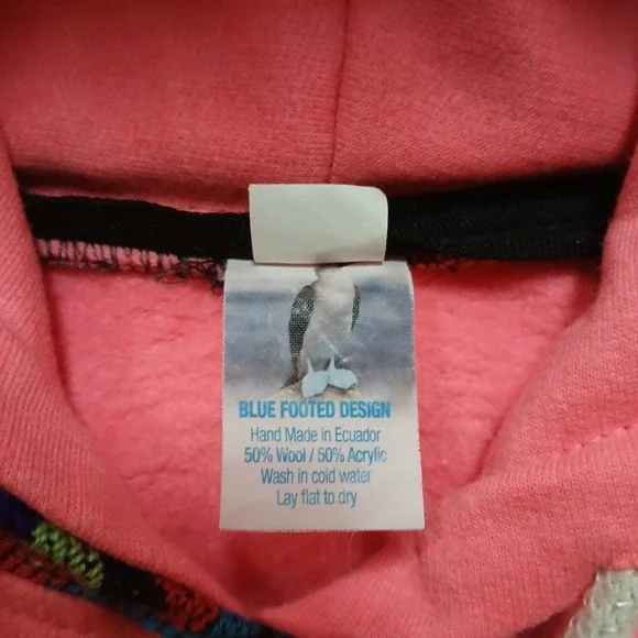 Blue Footed Design Hoodie Womens M Hot Pink Neon Aztec Mayan Native - Picture 3 of 13